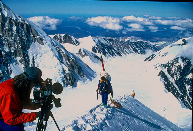 during ski traverse of Denali, shooting film with Michael Graber called "Surviving Denali", for American Adventure Productions. 1993