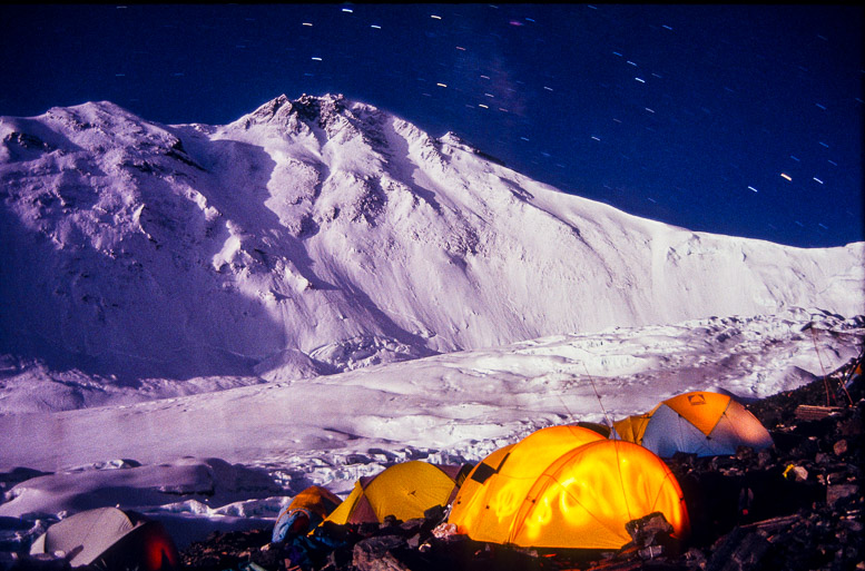 Everest Climb For Hope 1991, camp 3 (advance base camp), North Col upper right. Tibet