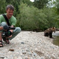 Pat Morrow shoots "Making Of" video for the BBC, Knight Inlet, grizzly bears, salmon