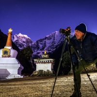 Rick shoots time exposures of Everest, Tengboche Monastery