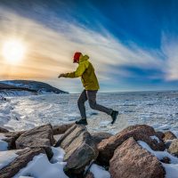 Gregor Wilson, Pleasant Harbour, Cape North, Cape Breton Island, Nova Scotia adventure ski shoot for Ski Canada magazine.