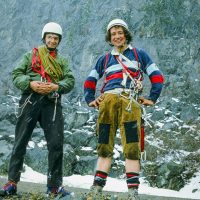 Pat Morrow and Steve Jennings at St Mary Crag, near Kimberley, BC c 1972