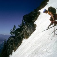 Pat Morrow cranks tellies off his home peak of Mt Fisher near Kimberley. bc 1983 photo: Baiba Morrow