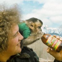 Steve Jennings and Ting the capuchin monk(ey) Calgary Mountain Club