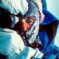Pat Morrow after skiing Ad Astra peak at -50C on Ellesmere Island]
