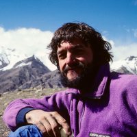 Pat Morrow in Kunlun Range midway in the 7 month circum Himalayan overland journey, 1987